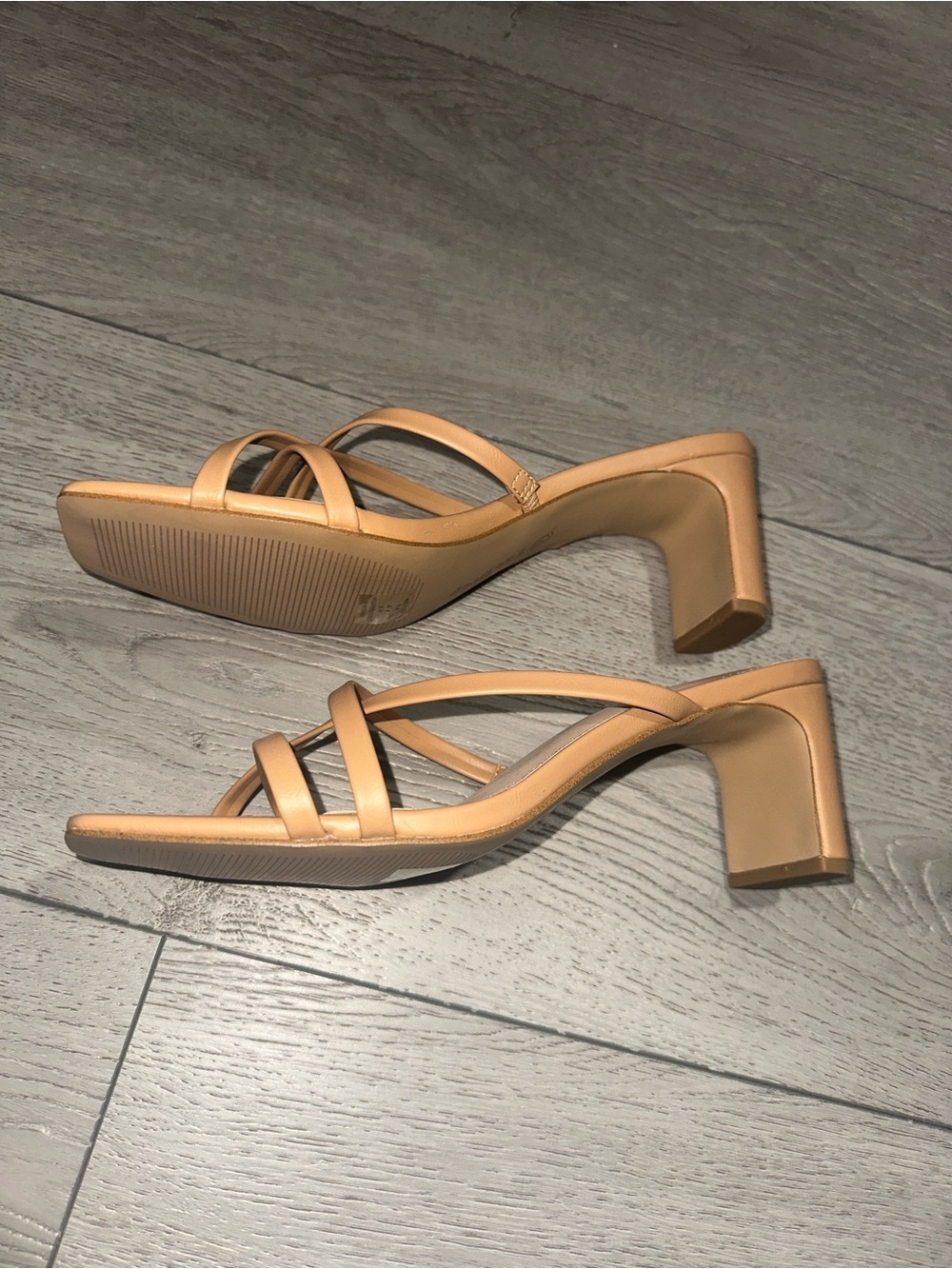 NWOT The Drop Strappy Square-Toe Mule Heels in Nude size 10 - Picture 3 of 6